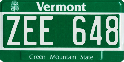 VT license plate ZEE648
