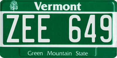 VT license plate ZEE649