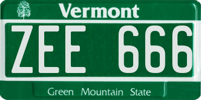 VT license plate ZEE666