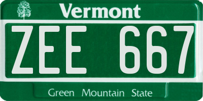 VT license plate ZEE667