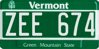VT license plate ZEE674