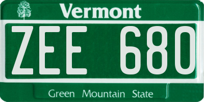 VT license plate ZEE680