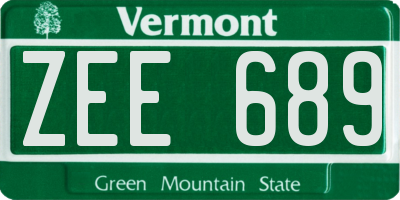 VT license plate ZEE689