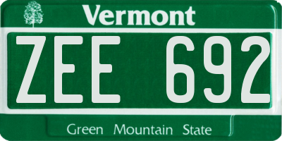 VT license plate ZEE692