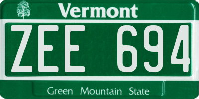 VT license plate ZEE694