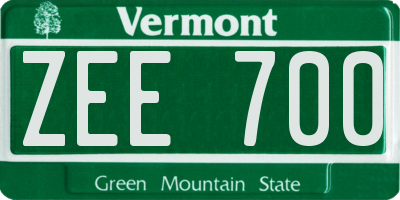 VT license plate ZEE700