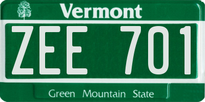 VT license plate ZEE701