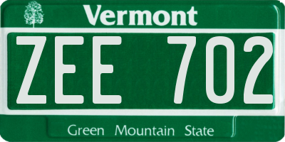 VT license plate ZEE702