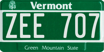 VT license plate ZEE707
