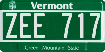 VT license plate ZEE717