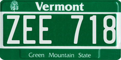 VT license plate ZEE718