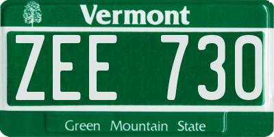 VT license plate ZEE730