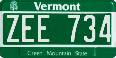 VT license plate ZEE734