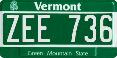 VT license plate ZEE736