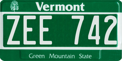VT license plate ZEE742
