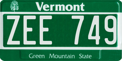 VT license plate ZEE749