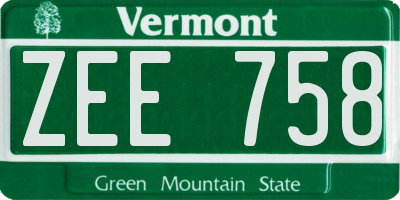VT license plate ZEE758