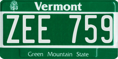 VT license plate ZEE759