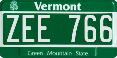 VT license plate ZEE766