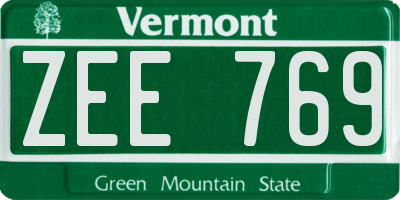 VT license plate ZEE769