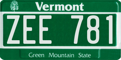VT license plate ZEE781