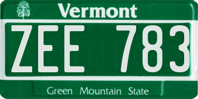 VT license plate ZEE783
