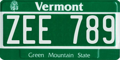 VT license plate ZEE789