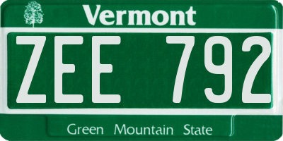VT license plate ZEE792