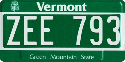 VT license plate ZEE793