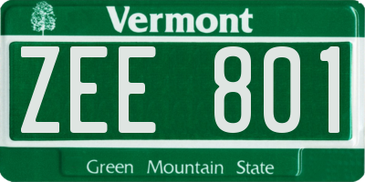 VT license plate ZEE801