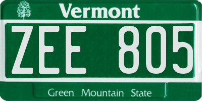 VT license plate ZEE805