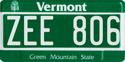 VT license plate ZEE806