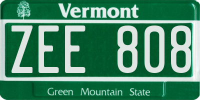 VT license plate ZEE808