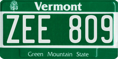 VT license plate ZEE809