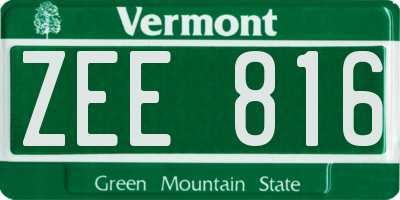VT license plate ZEE816