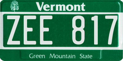 VT license plate ZEE817