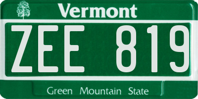 VT license plate ZEE819