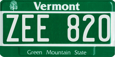 VT license plate ZEE820