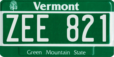 VT license plate ZEE821