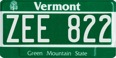 VT license plate ZEE822