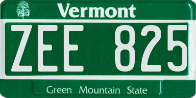 VT license plate ZEE825