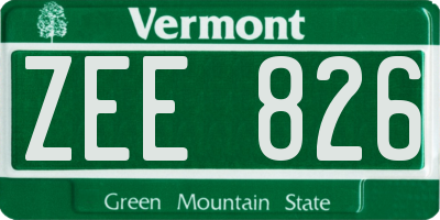 VT license plate ZEE826