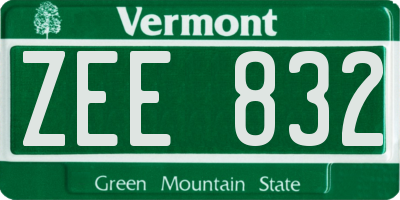 VT license plate ZEE832