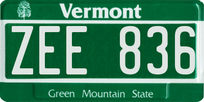 VT license plate ZEE836