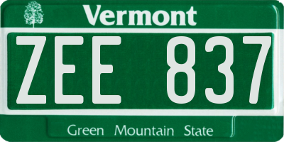 VT license plate ZEE837