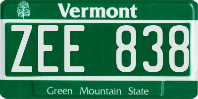 VT license plate ZEE838
