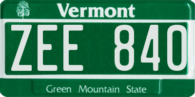 VT license plate ZEE840