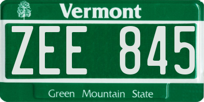VT license plate ZEE845
