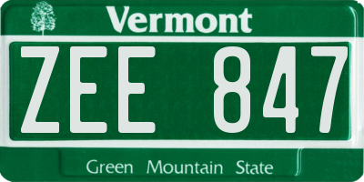 VT license plate ZEE847