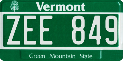 VT license plate ZEE849